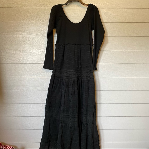 NWT Free People Earth Angel Maxi Dress Size Large Black Lace Cottagecore Long - Picture 5 of 7